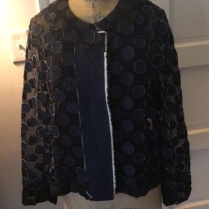 Jacket sheer black with poka dots